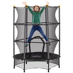 -Trampoline Enfant HOMCOM Ø 1,40 × 1,90H m Filet de sécurité Porte zipée Couvre-Ressorts 6 poteaux rembourrés Inclus Noir