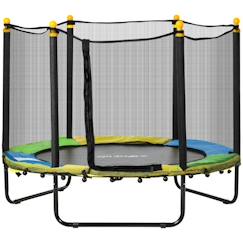 Jouet-Trampoline rond enfant - ZONEKIZ - diamètre 140 cm - avec filet de protection - capacité 50 kg pour enfants - bleu et noir