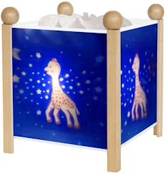 Linge de maison et décoration-Décoration-Lanterne Veilleuse Magique Sophie la Girafe - TROUSSELIER - Bois - Bleu - A partir de 3 ans