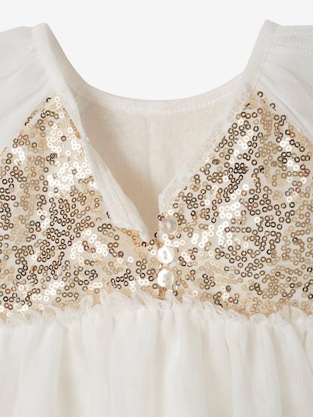 Robe MC Boutonnée Dos Sequins blanc 5 - vertbaudet enfant 