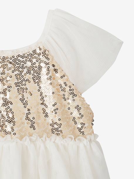 Robe MC Boutonnée Dos Sequins blanc 4 - vertbaudet enfant 