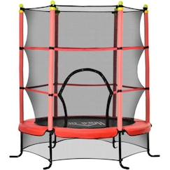 -HOMCOM Trampoline Enfant Ø 1,63 × 1,63H m Filet de sécurité Porte zipée Couvre-Ressorts 6 poteaux rembourrés Inclus Rouge