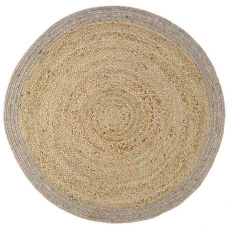 Tapis enfant Yhuki tressé main en coton / laine / jute taupe Ø110 - Nattiot BEIGE 1 - vertbaudet enfant 