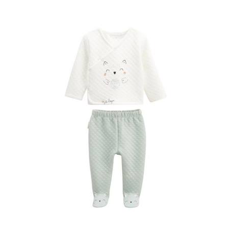 Ensemble bébé gilet et pantalon en coton matelassé Kimi BLANC 1 - vertbaudet enfant 