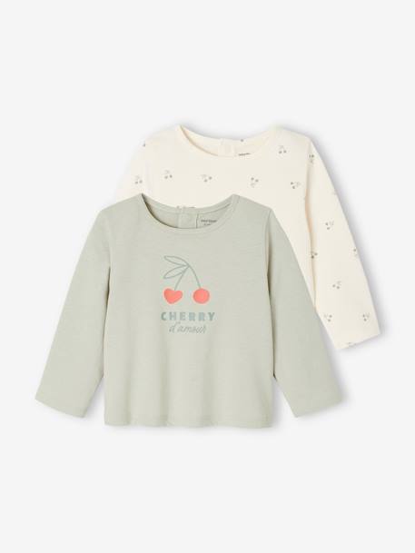 Bébé-T-shirt, sous-pull-Lot de 2 t-shirts Basics bébé manches longues