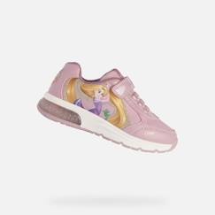 Chaussures-Chaussures fille 23-38-Baskets, tennis-Basket à Scratch Enfant Geox Spaceclub - Rose - Fille - Cuir - Style Princess