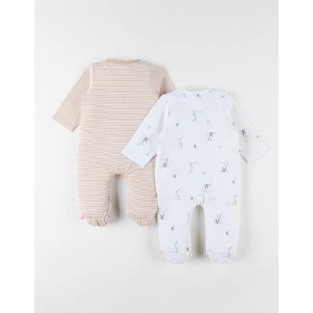 Ensemble de 2 pyjamas 1 pièce en jersey abricot/écru BLANC 2 - vertbaudet enfant 