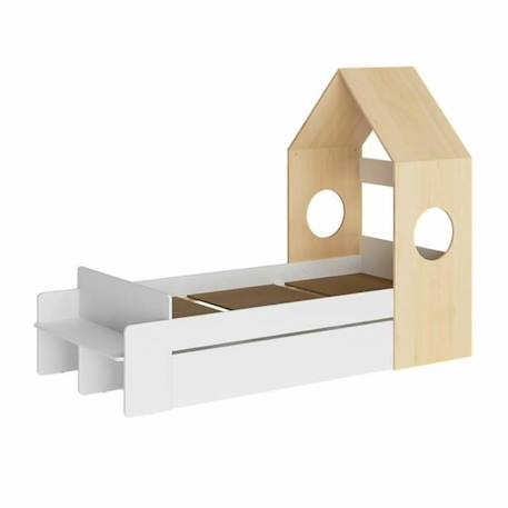 Lit enfant - AKITEN RETAIL - Sandro - 90 x 190 cm - Blanc et bois - Avec tiroir intégré BLANC 1 - vertbaudet enfant 