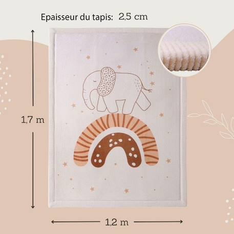 Tapis enfant à mémoire de forme CLOUD RAINBOW ELEPHANT 120x170 cm BEIGE 3 - vertbaudet enfant 