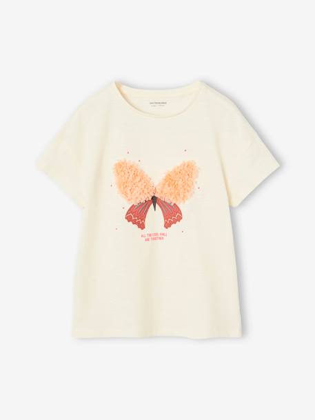 Fille-T-shirt, sous-pull-T-shirt fille animation relief et détails irisés fille