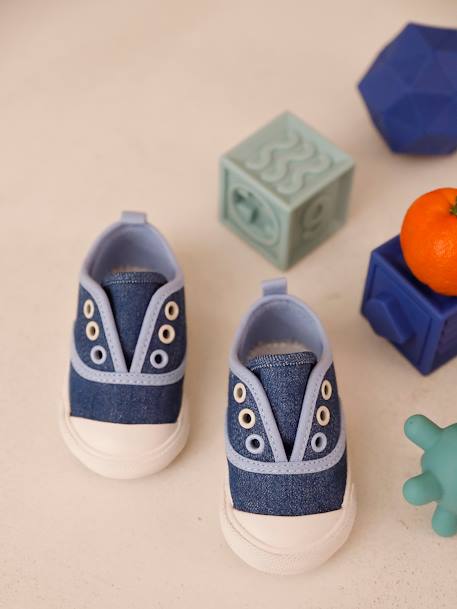 Baskets en toile bébé bleu chambray+bleu jean 7 - vertbaudet enfant 