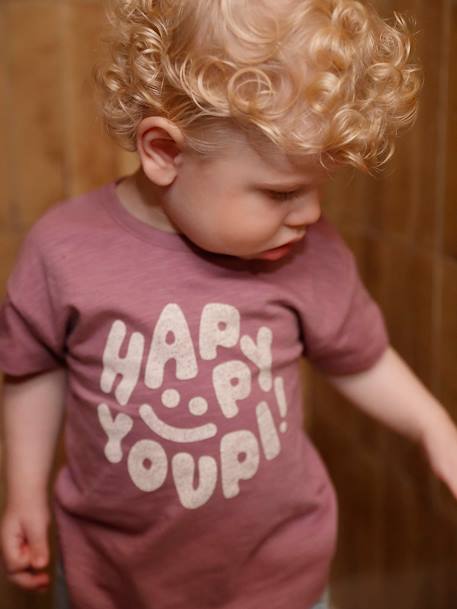 Bébé-T-shirt, sous-pull-T-Shirt "Happy Youpi" bébé manches courtes en coton bio