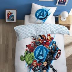 Linge de maison et décoration-Linge de lit enfant-Parure de lit imprimée 100% coton, AVENGERS HOME SHIELD