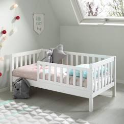 Chambre et rangement-Petit lit enfant avec sommier en pin massif blanc 70x140 Suzon