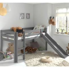 Chambre et rangement-Lit mi-hauteur avec toboggan en pin massif gris 90x200 Armance & Faustin