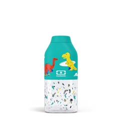 -Bouteille d'eau enfant - MONBENTO - MB Positive S bleu Dino - 330 ml - Plastique réutilisable