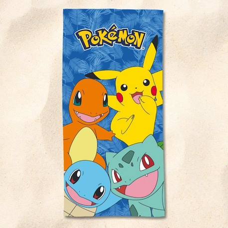 POKEMON - Serviette De Plage Pokémon Pikachu Salamèche Bulbizarre Carapuce 70x140 cm - 100% Microfibre - 250 GSM - Bleu BLEU 2 - vertbaudet enfant 