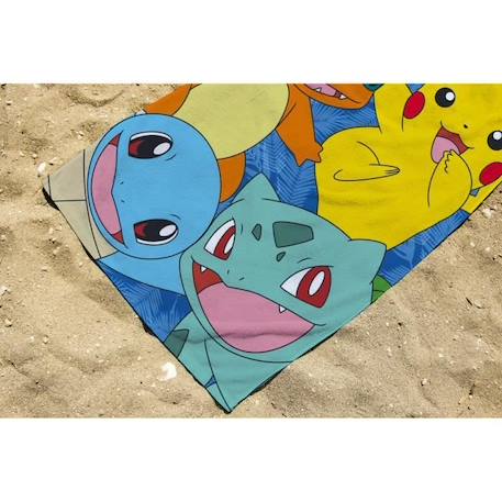 POKEMON - Serviette De Plage Pokémon Pikachu Salamèche Bulbizarre Carapuce 70x140 cm - 100% Microfibre - 250 GSM - Bleu BLEU 3 - vertbaudet enfant 