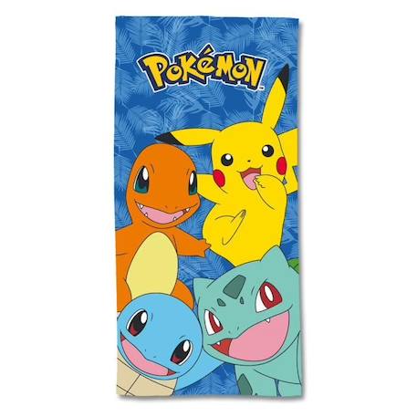 POKEMON - Serviette De Plage Pokémon Pikachu Salamèche Bulbizarre Carapuce 70x140 cm - 100% Microfibre - 250 GSM - Bleu BLEU 1 - vertbaudet enfant 