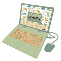 Jouet-Jeux éducatifs-Jeux scientifiques-Lexibook - Ordinateur éducatif bilingue Dinosaure - 124 activités (EN/FR)