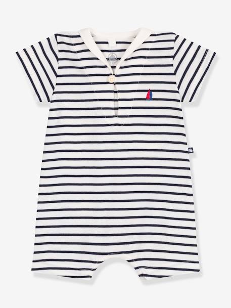 Bébé-Combicourte bébé à col vareuse PETIT BATEAU en coton rayé