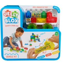 Jouet-Jeux éducatifs-Lire, écrire, compter et heure-Blocs de construction - GOLIATH - Jelly Blox Vroom Truck Kit - Blocs souples avec voitures! Dès 2 ans