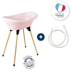 Puériculture-Toilette de bébé-THERMOBABY KIT BAIGNOIRE VASCO Rose Poudré : baignoire + pieds + tuyau de vidange