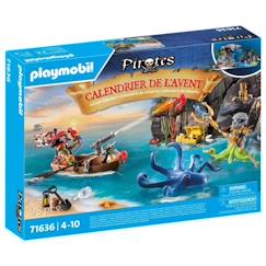 Jouet-Activités artistiques et musicales-Loisirs créatifs-Papeterie-PLAYMOBIL 71636 Calendrier l'Avent Pirate, 24 surprises, 98 pièces, Dès 4 ans