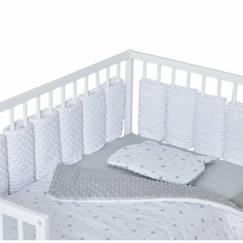 Linge de maison et décoration-Linge de lit bébé-Tour de lit modulable 10 pièces en minky extra doux, MINKY Blanc Pour lit bébé de 60x120 ou 70x140 cm