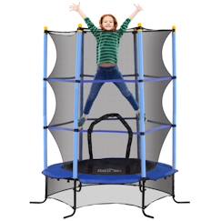 Jouet-Trampoline Enfant HOMCOM Ø 1,63 × 1,9H m Filet de sécurité Porte zipée Couvre-Ressorts 6 poteaux rembourrés Inclus Bleu