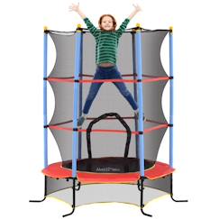 Jouet-Trampoline Enfant - HOMCOM - Ø 1,75 × 1,90H m Filet de sécurité Porte zipée Couvre-Ressorts 6 poteaux rembourrés Noir Rouge Bleu