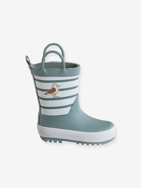 Bottes de pluie rayées bébé rayé marine+vert sauge 7 - vertbaudet enfant 