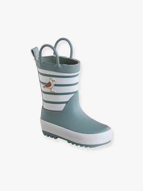 Bottes de pluie rayées bébé rayé marine+vert sauge 6 - vertbaudet enfant 