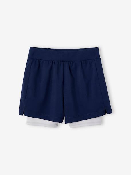 Fille-Vêtements de sport-Short sport 2 en 1 fille matière technique