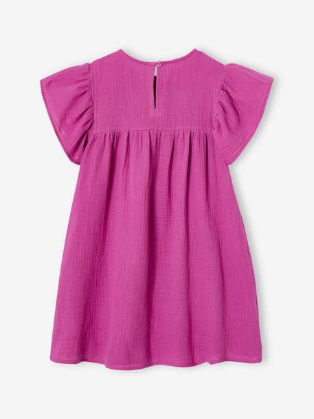 Robe en gaze de coton fille bleu grisé+lavande+rose+vanille+vert sauge+violet 25 - vertbaudet enfant 