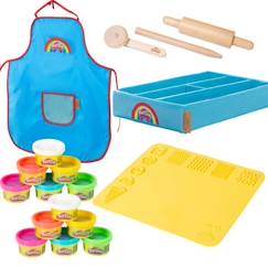 Jouet-Kit de Loisirs Créatifs ROBA x Play-Doh - 12 Pots de Pâte à Modeler + Tablier + Tapis 3D et Accessoires - pour Enfants dès 3 Ans