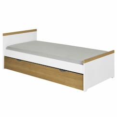 Chambre et rangement-Lit gigogne enfant - AKITEN RETAIL - Nais - 90x190 cm - Blanc - 14 lattes en bois massif