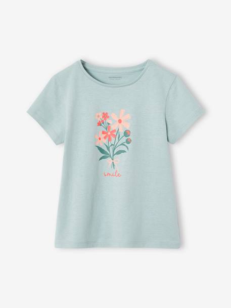 Fille-T-shirt, sous-pull-T-shirt Basics motif placé fille manches courtes