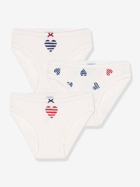 Fille-Sous-vêtement-Lot de 3 culottes enfant en coton imprimé coeurs PETIT BATEAU