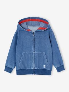 -Sweat zippé avec poches couleur denim