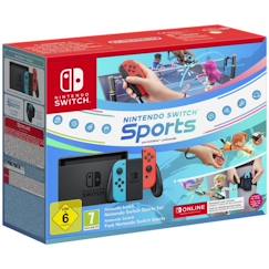 Jouet-Console Nintendo Switch • Bleu Néon & Rouge Néon + Nintendo Switch Sports (Pré-installé) + 12 mois d'abonnement NSO (Code)