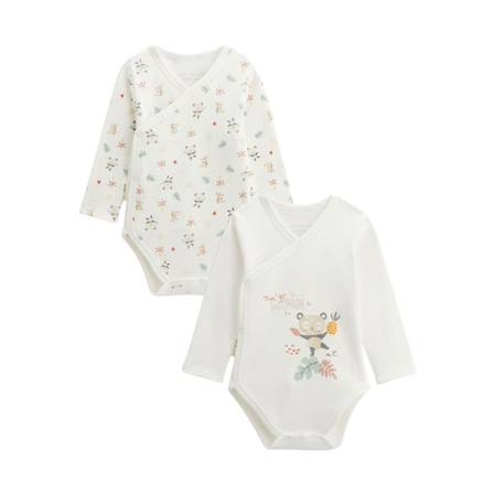 Lot de 2 bodies bébé manches longues ouverture croisée Baby Panda BLANC 1 - vertbaudet enfant 