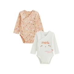 Bébé-Body-Lot de 2 bodies bébé manches longues ouverture croisée Miss Plume