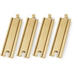 Jouet-Rails Moyens Droits 144 mm - BRIO - Accessoire pour circuit de train en bois