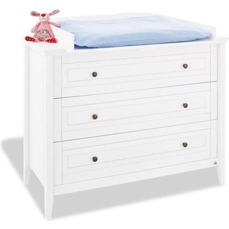 Commode à langer Pinolino Smilla 3 tiroirs en pin massif blanc - Mixte - 109x58x70cm - Enfant - 4 ans - Bois BLANC 1 - vertbaudet enfant 