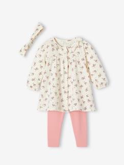 -Ensemble bébé robe + legging + bandeau