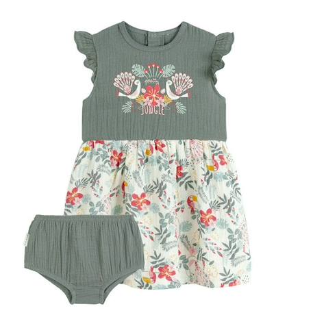 Bébé-Robe bébé fille et culotte en gaze de coton Pretty Jungle