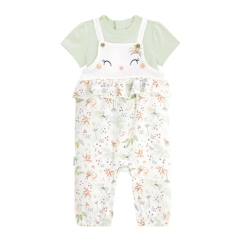 -Ensemble salopette bébé en gaze de coton et t-shirt Petit Paradis