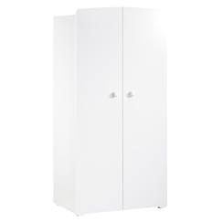 Chambre et rangement-Armoire bébé Basic - Blanche - Boutons boule blanc - 2 portes - Babyprice