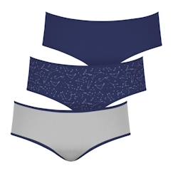 -ATHENA Lot de 3 boxers Trio Mode Gris-Bleu marine FILLE